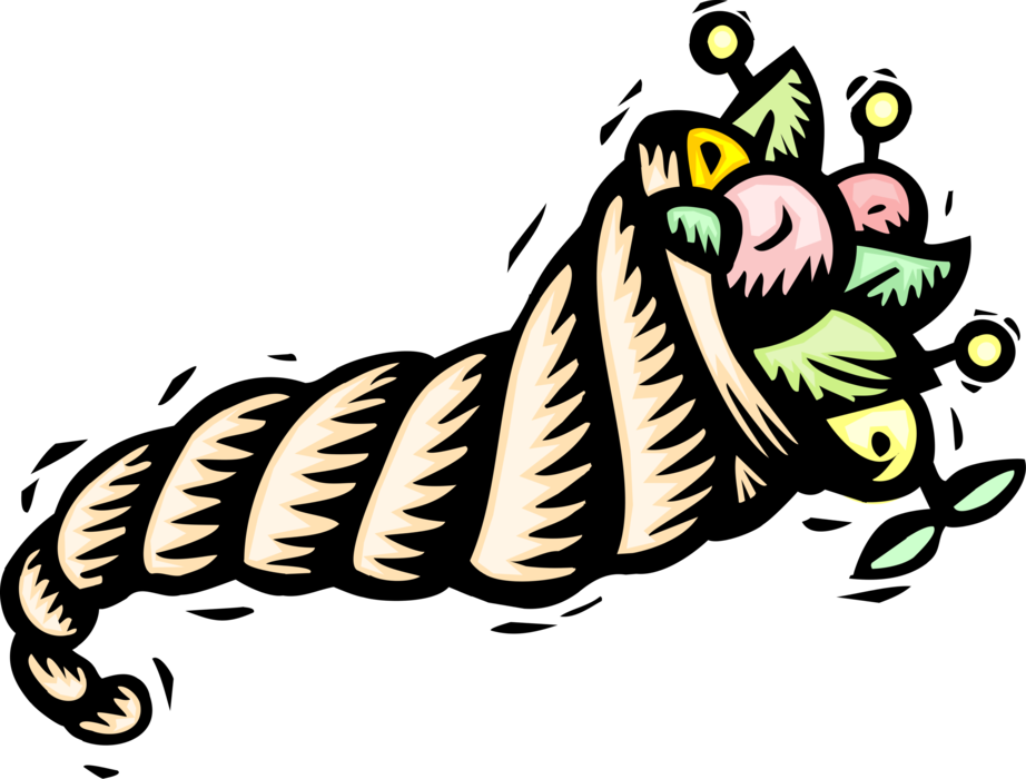 Vector Illustration Of Cornucopia Horn Of Plenty Horn - Horn Of Plenty (922x700)