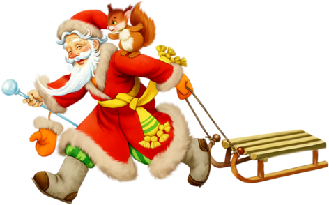 Дед Мороз С Санями - Анимация Дед Мороз И Снегурочка (500x305)