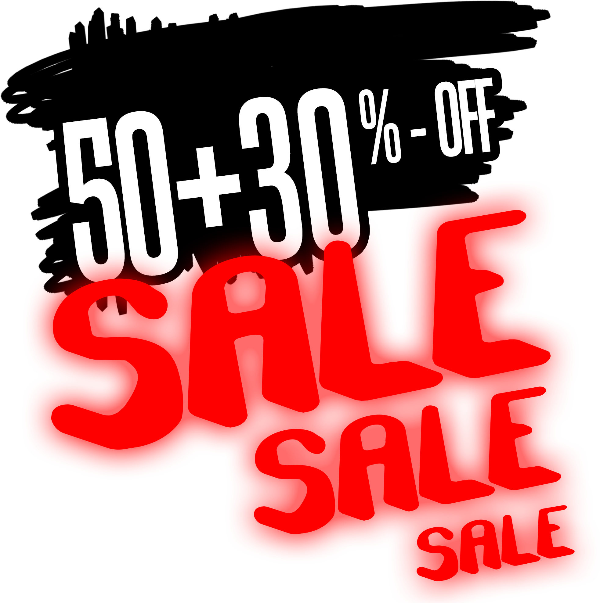Red Glow 50 Plus 30 Percent Off Png Image - Sale 50 Off Png (2048x2048)