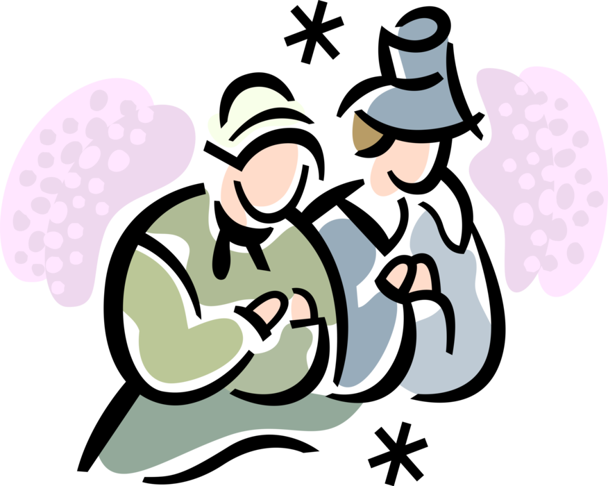 Vector Illustration Of Mayflower Pilgrim Pioneers Celebrate - Vector Illustration Of Mayflower Pilgrim Pioneers Celebrate (876x700)