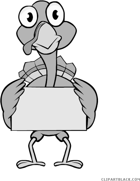 Thanksgiving Turkey Animal Free Black White Clipart - Cartoon (600x630)