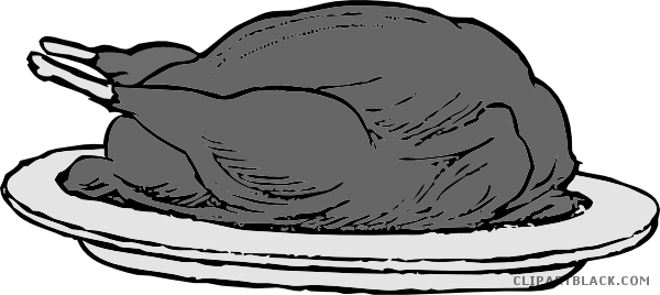 Roasted Thanksgiving Turkey Animal Free Black White - Roasted Thanksgiving Turkey Animal Free Black White (600x268)