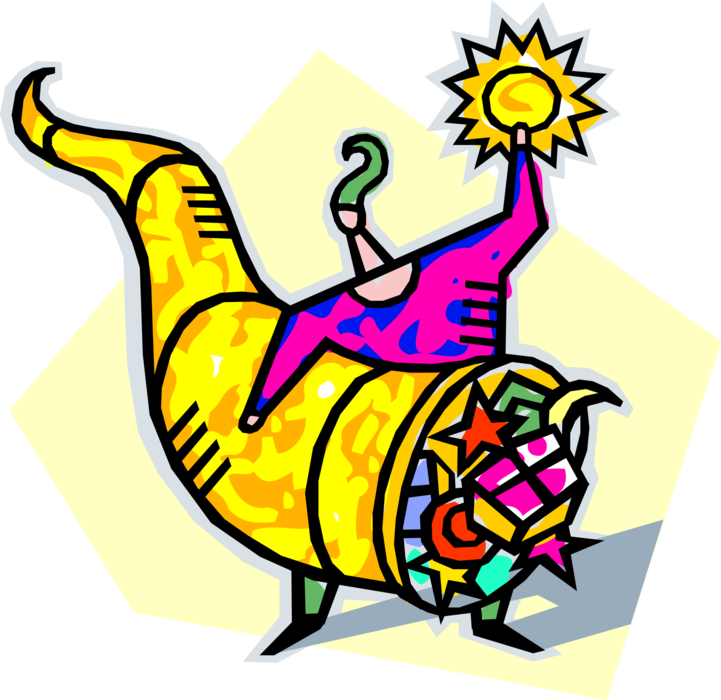 Vector Illustration Of Cornucopia Horn Of Plenty Overflowing - Vector Illustration Of Cornucopia Horn Of Plenty Overflowing (721x700)