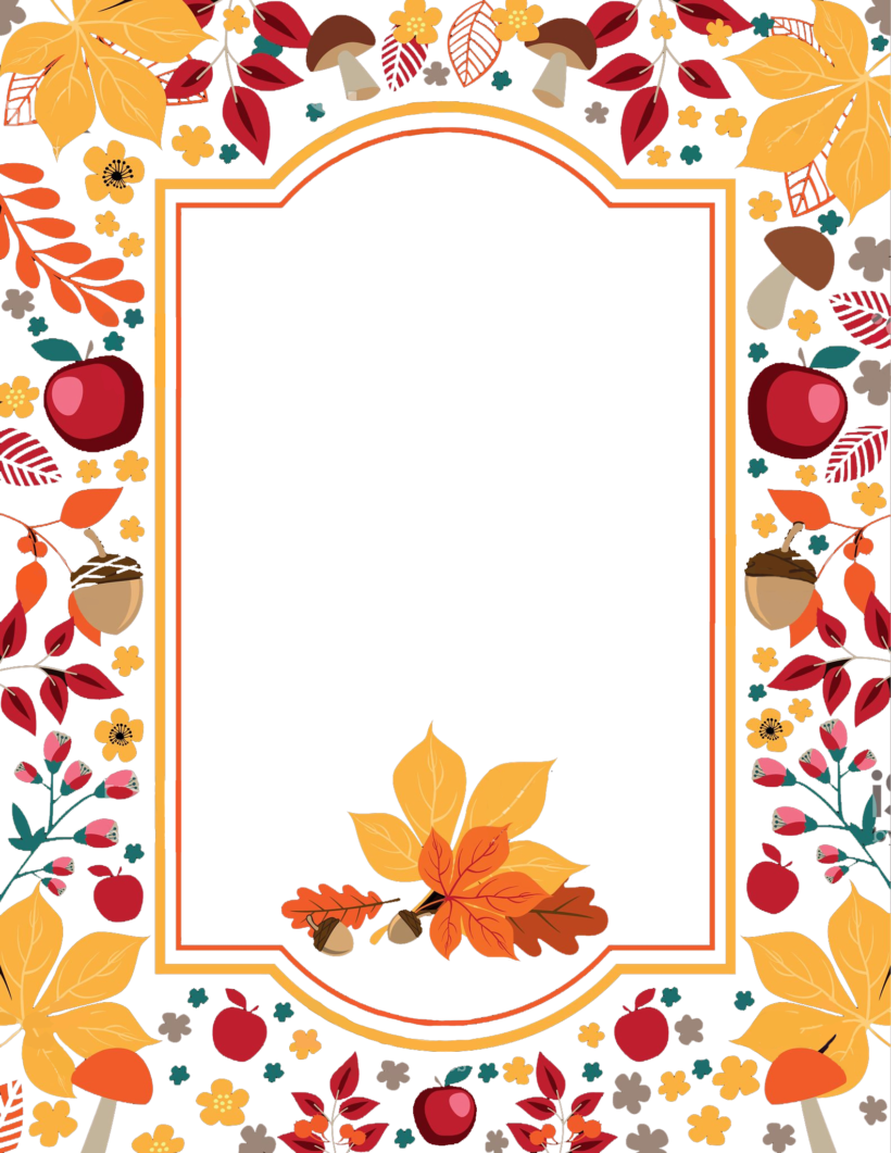 Free Thanksgiving Flowers Border Png - Portable Network Graphics (820x1061)