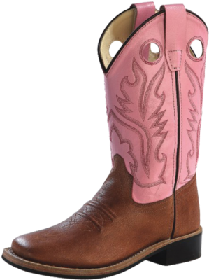 Old West Kids Pink & Brown Western Boots Bsc1839, Lammle's - American Frontier (330x433)