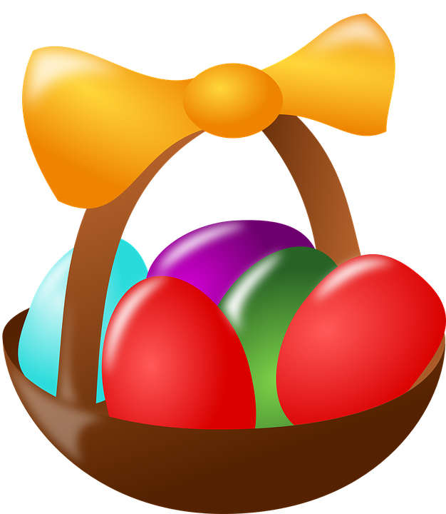 Here's To Our Easter Feaster - Easter Egg Basket Clip Art (1113x1280)
