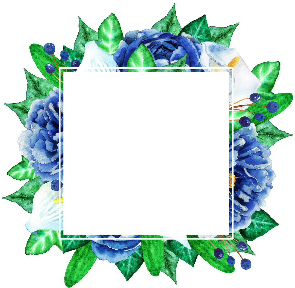 Ftestickers Flowers Frame Transparent Spring Springtime - Free Blue Watercolor Flower Bouquet (1024x1024)