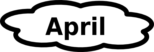 April Calendar Sign Hi - April Black And White Clip Art (600x204)