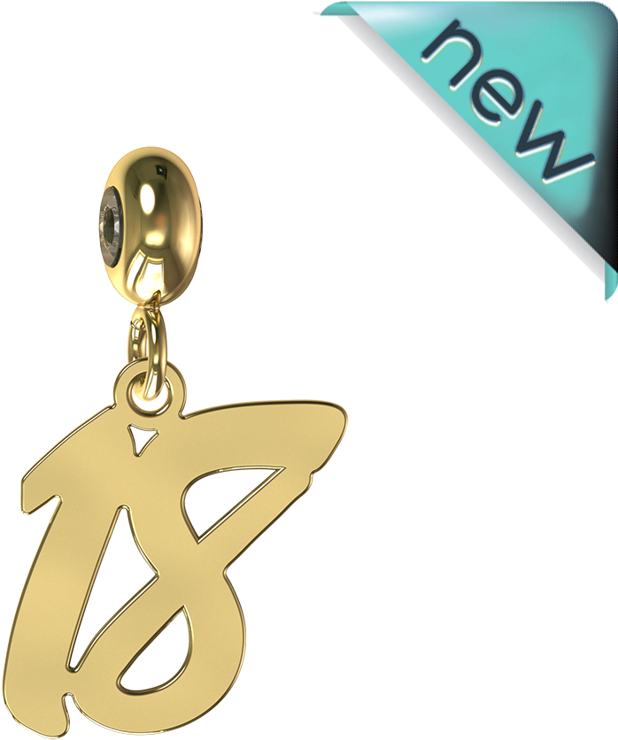 Yellow Gold Number Eighteen Charm - Sterling Silver (1000x1000)