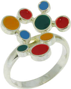 Sterling Silver Multi-coloured Enamel Ring - Ring (480x410)