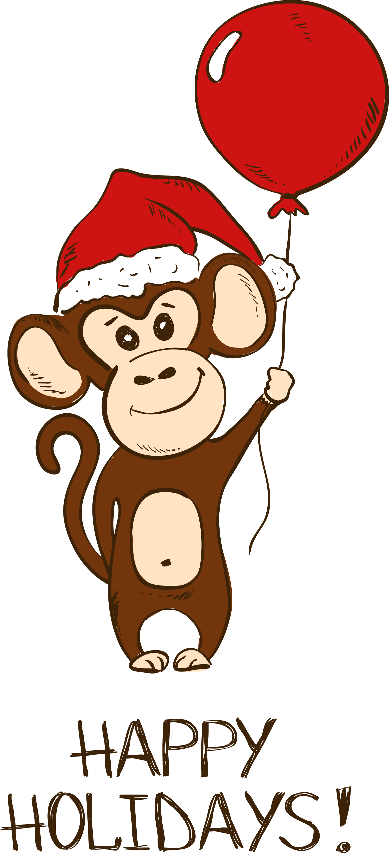 Santa Claus Christmas Cartoon Monkey - Santa Claus Christmas Cartoon Monkey (1557x3412)
