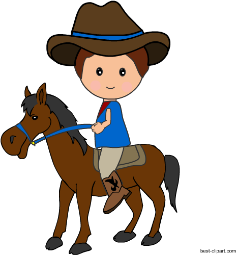 Cowboy On A Horse, Free Clip Art Image - Cowboy (550x550)