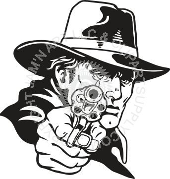 Shooter Clipart Cowboy Gun - Cowboy Shooting A Gun (343x361)