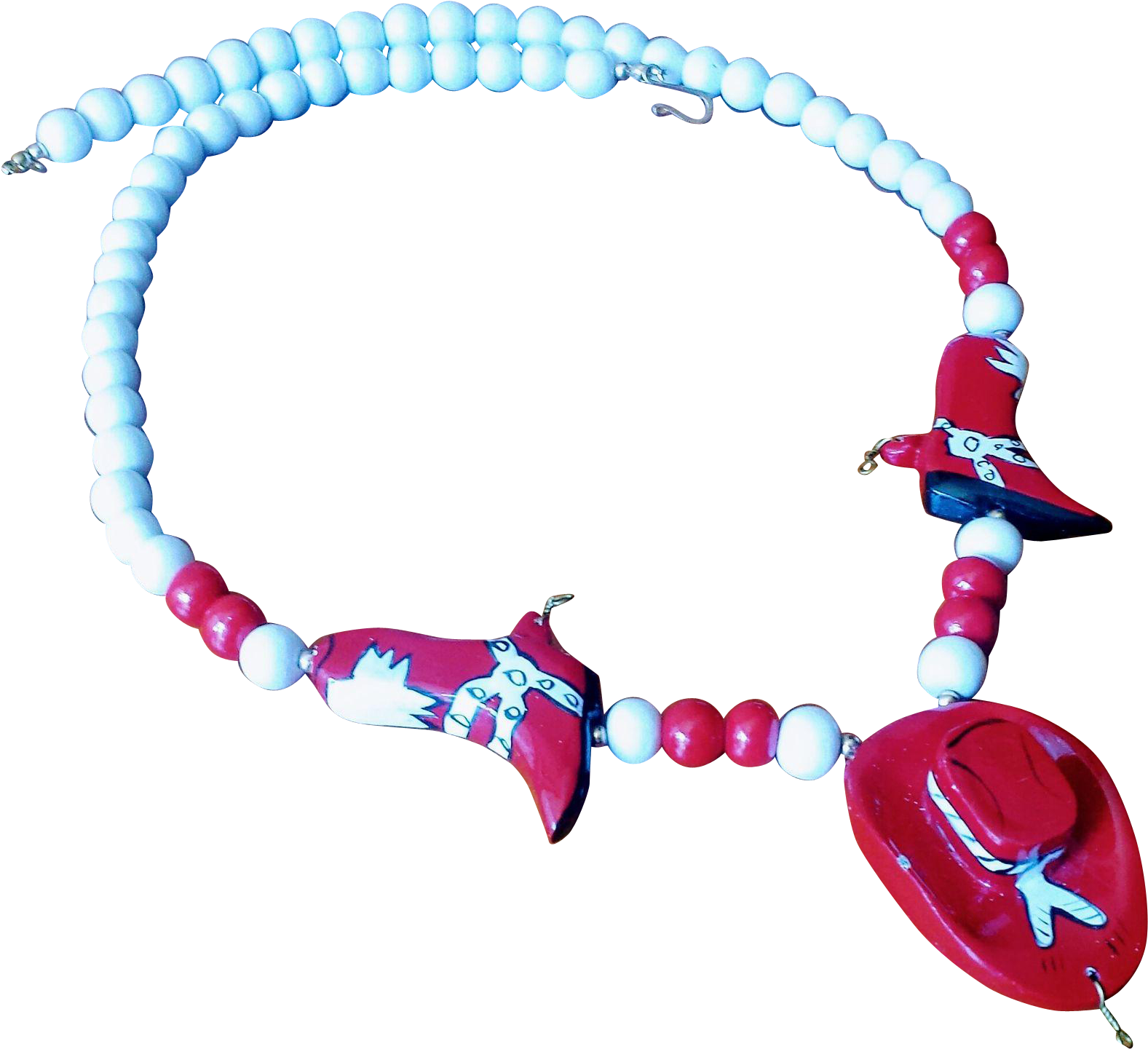 Vintage Western Cowboy Theme Wood Bead Necklace In - Necklace (1576x1576)