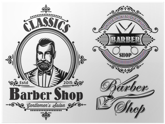 Set Of Emblems On A Theme Barber Shop Poster • Pixers® - Logos Barber Shop Gentleman (400x400)
