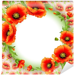 Background Frame With Poppies In A Circle And Place - Biglietto Auguri Con Papaveri (400x400)