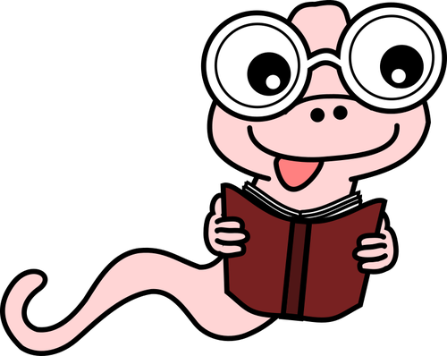 Cartoon Worm Holding Book - Funny Book Clip Art (500x398)