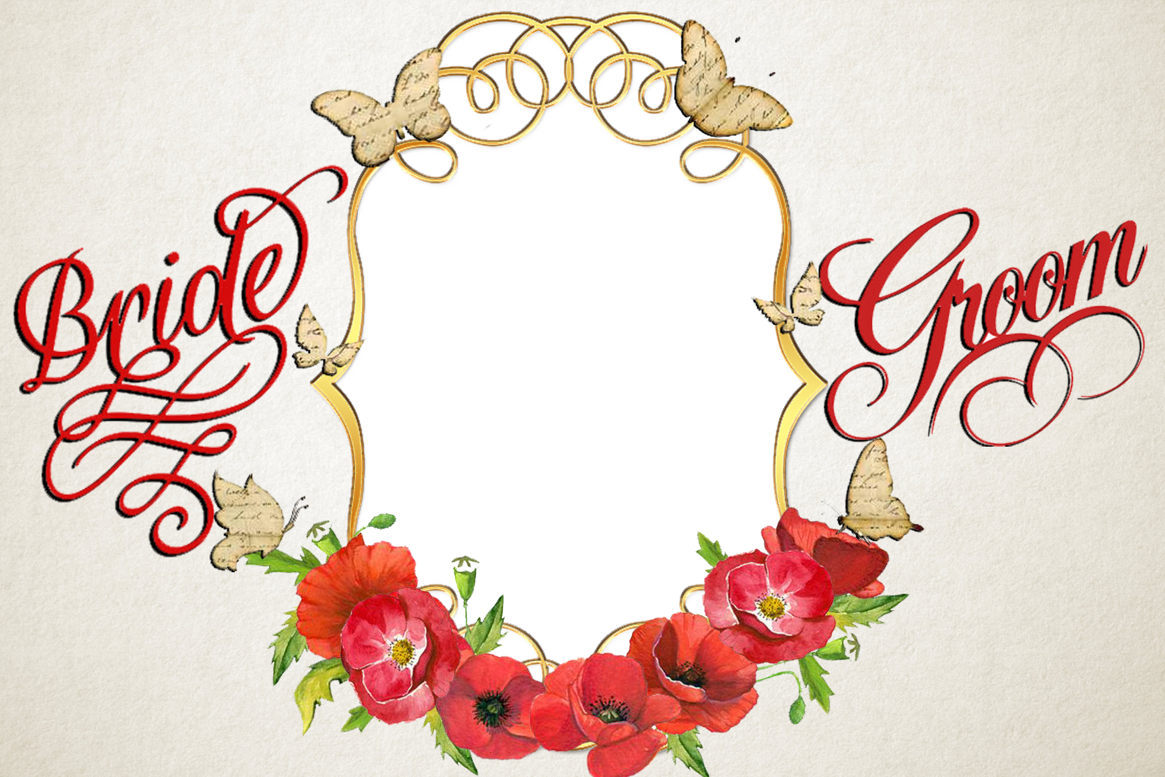 Red Poppy Wedding Frame By Writerfairy Red Poppy Wedding - Decal Guru Wedding Retro Wall Decal, Pink (3888x2592)