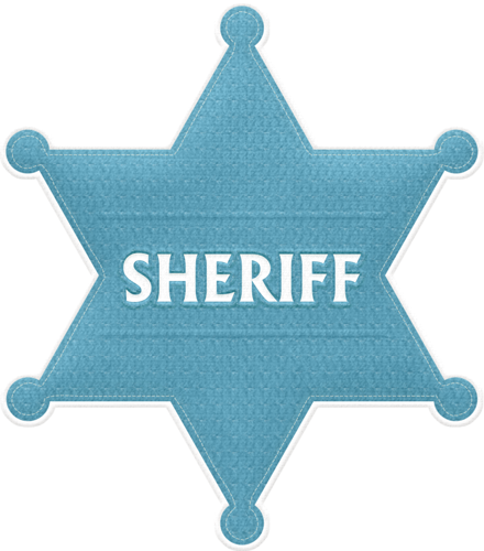 Western Themecowboy Artalbumclipart - Red Sheriff Badge Clipart (440x500)