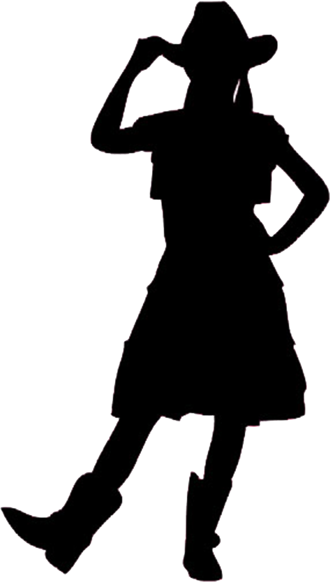 Silhouette Cowboy Woman On Top Clip Art - Silhouette Cowgirl Hat Clip Art -...