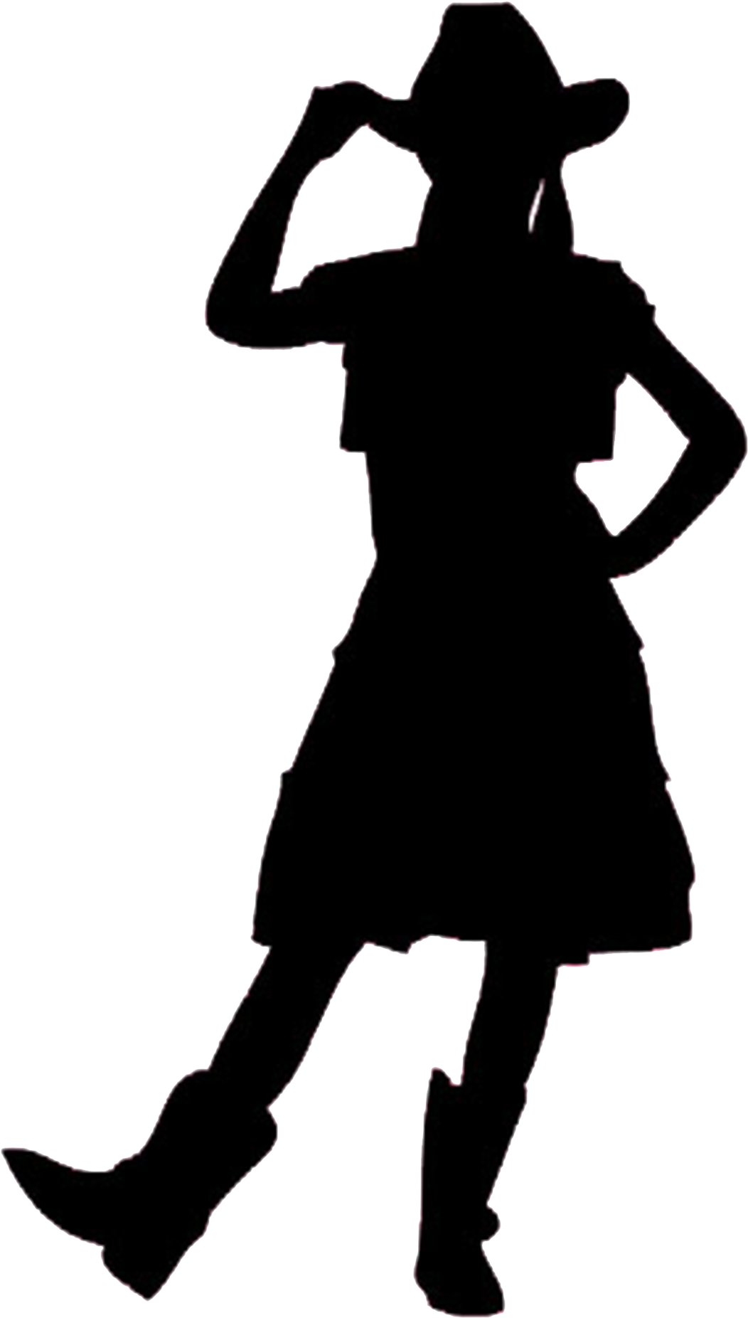 Silhouette Cowboy Woman On Top Clip Art - Silhouette Cowgirl Hat Clip Art (1300x1973)