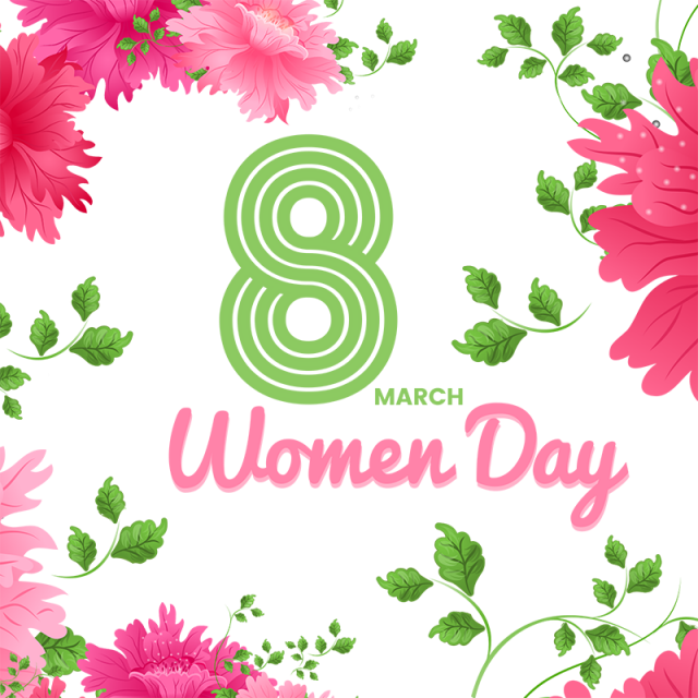 Women Day Pink Flower Border Png And Psd, 8 March, - Psd (640x640)