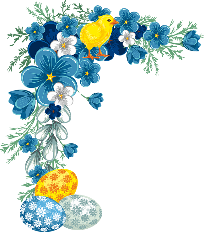 Easter Corner / Border - Blue Flower Border Png (650x747)