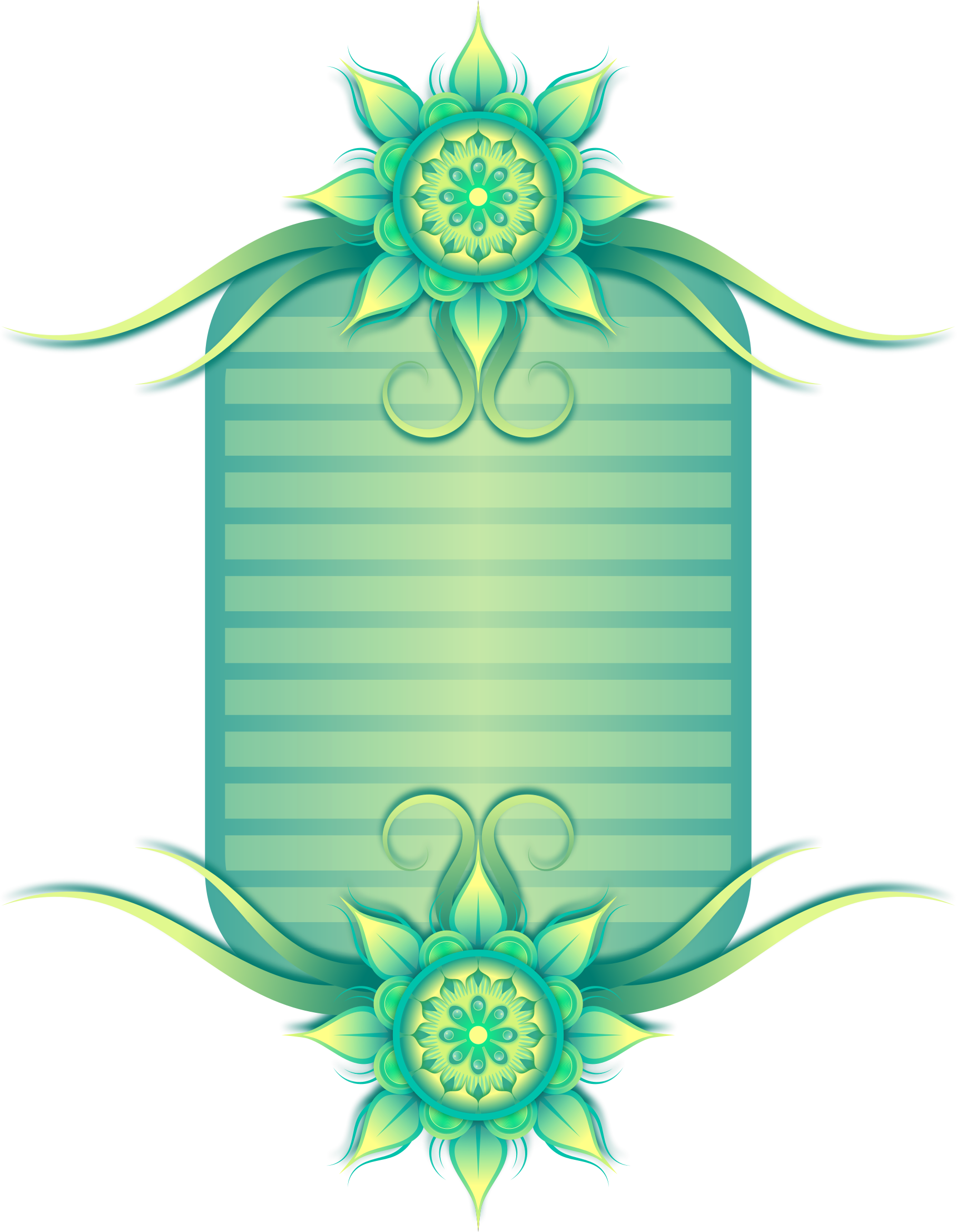Big Image - Green Flower Border Png (1817x2338)