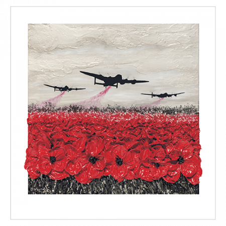 Raid Of Remembrance Limited Edition Print - Lancaster Bomber Poppies Painting (450x450)