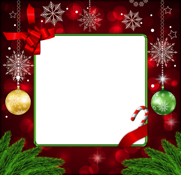 Beautiful Red Deco Png Christmas Frame - Beautiful Christmas Photo Frames (600x583)