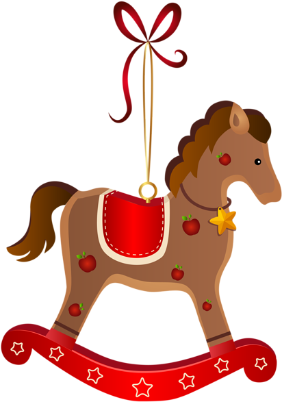 Rocking Horse Christmas Ornament Transparent Png Clip - Rocking Horse Christmas Ornament (421x600)