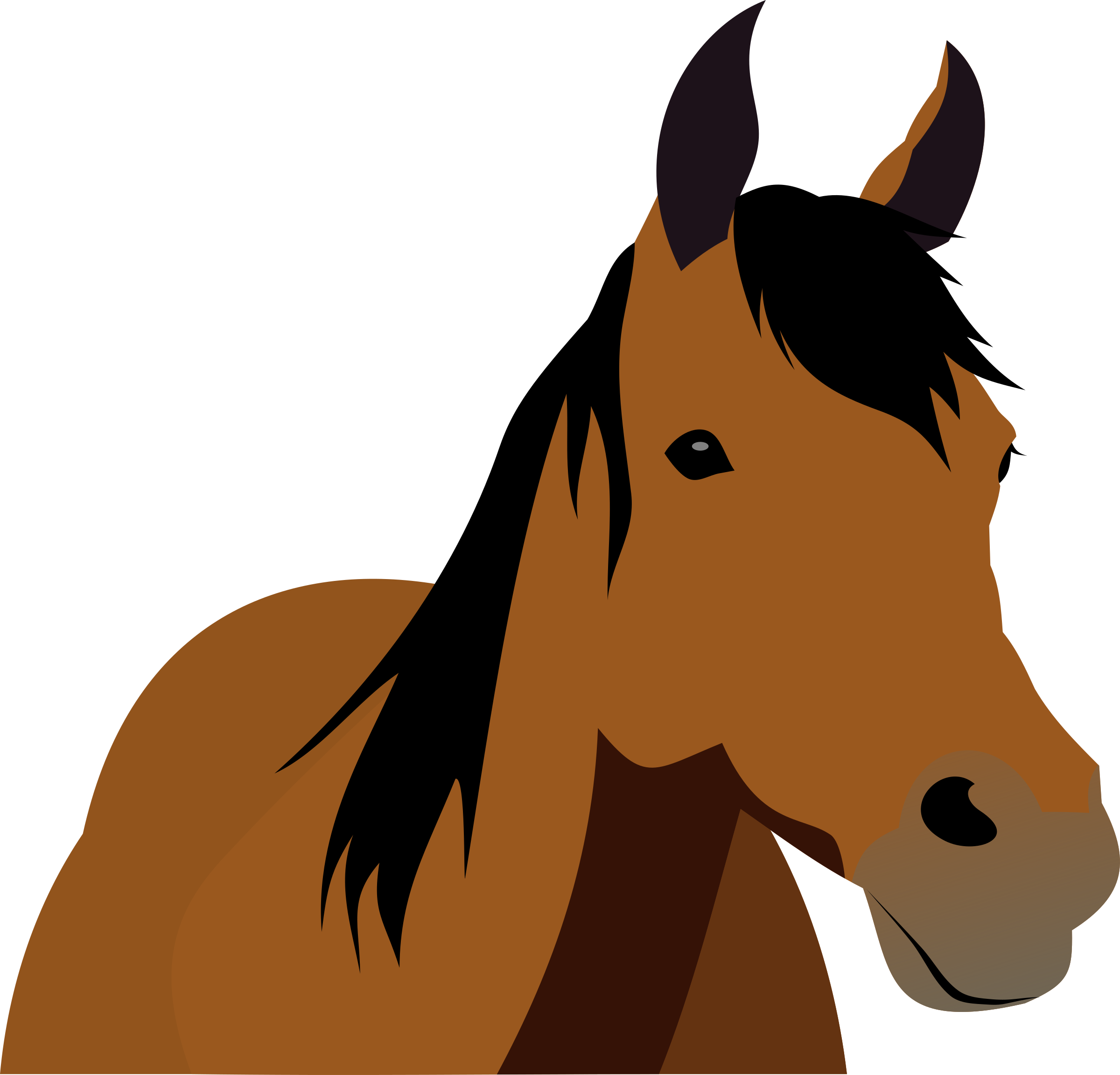 Horse Cartoon Brown Clipart - Horse Front View Clipart (2400x2302)
