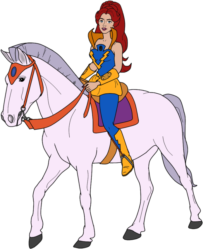 Castaspella Riding By Cosmicfalcon-70 - Girl Riding A Horse Clipart (864x924)