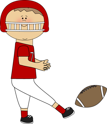 Boy Kicking Football Clip Art - Kicking A Football Clipart (431x500)