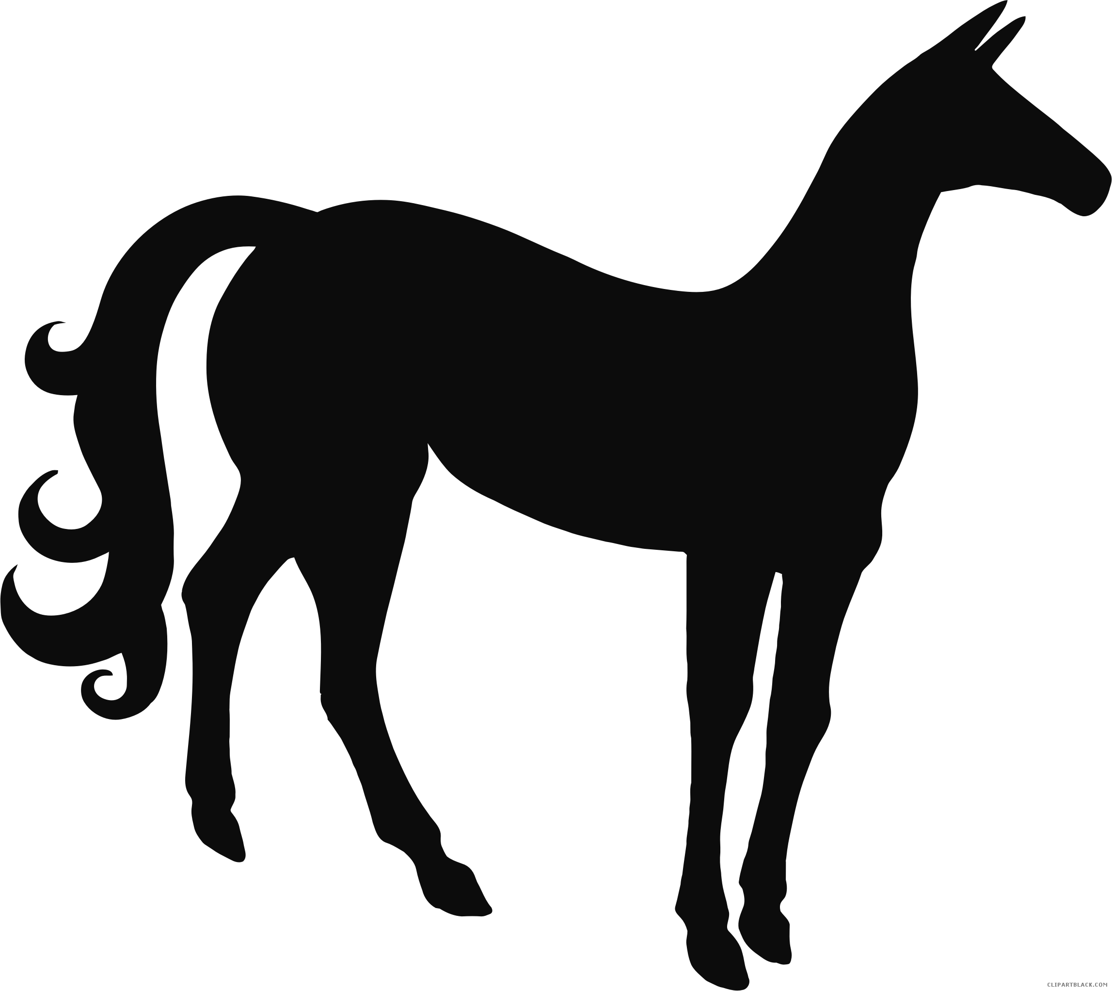 Horse Silhouette Animal Free Black White Clipart Images - Hoarse Silhouette (2294x2044)