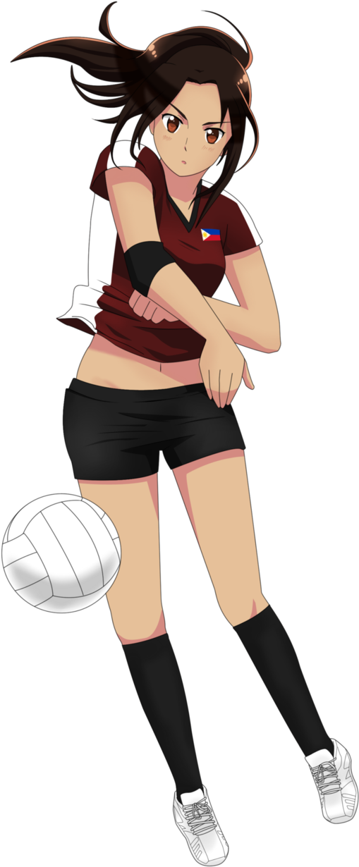 Volleyball By Exelionstar - Anime Girl Playing Volleyball (610x1307)