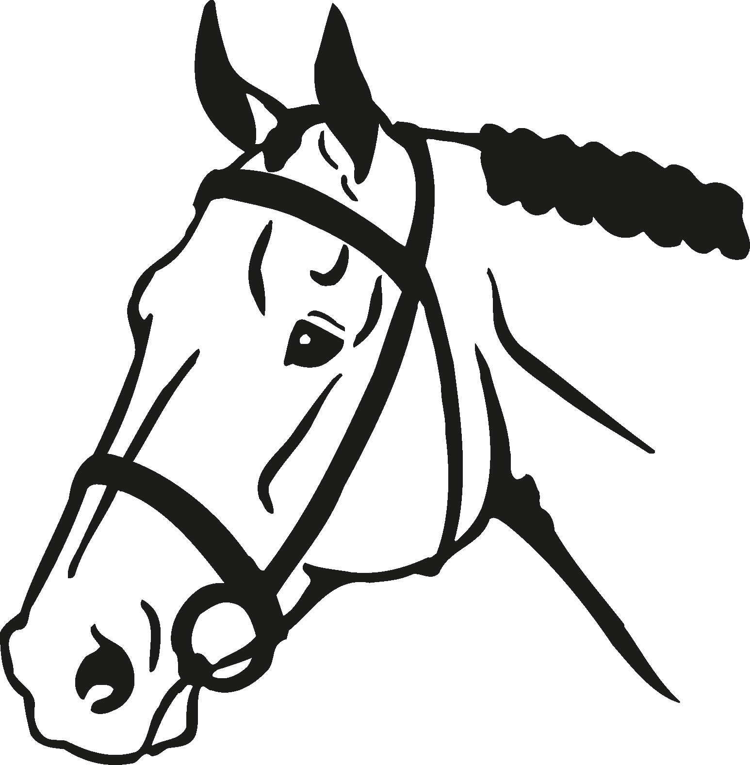 12 Horse Head Black And White Vectors [eps File] - Free Dxf Download Horse (1546x1577)