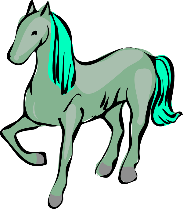 Green Horse Clipart - Custom Blond Hair Horse Shower Curtain (600x684)