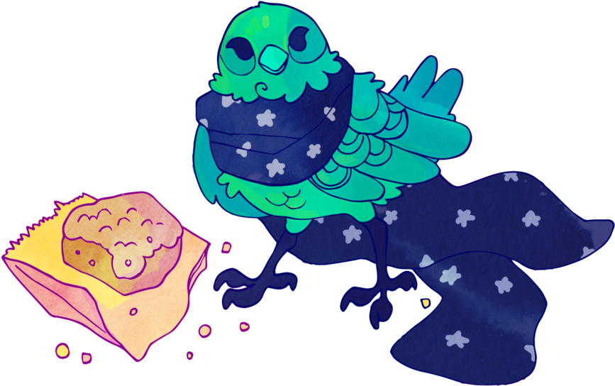 Comfy Birb And His Coffee Cake By Nettlebeast - Coffee Cake (899x656)