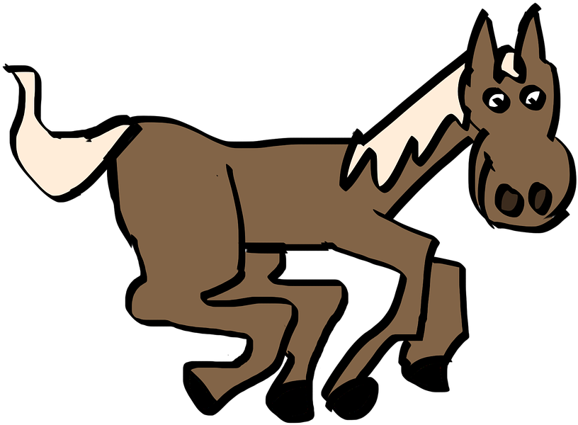 Brown Horse, Cartoon, Comic, Brown - Häst Tecknad (960x720)