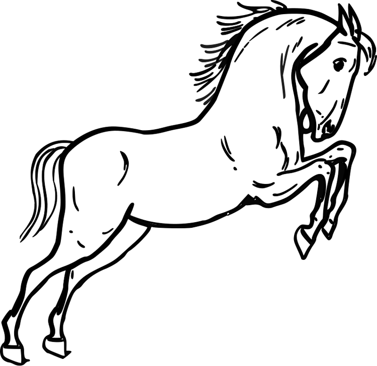 Outline Mustang Horse Cipart - Horse Clipart Black And White (750x728)