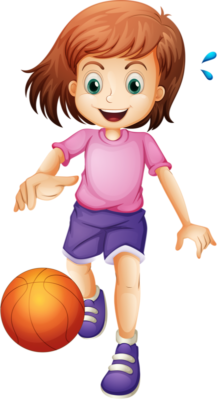 Little Girl Playing Basketball - Sports Girl Clipart (436x800)