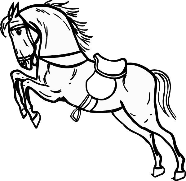 Jumping Horse Outline Clip Art At Clker Com Vector - Desenhos De Cavalos (600x582)