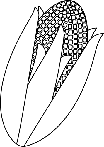 Black And White Corn Clip Art - Corn Clipart Black And White (355x500)