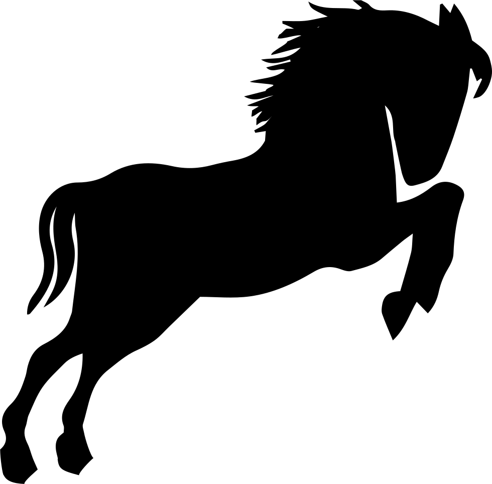 Wild Horse Black Silhouette Looking To Right Standing - Siluetas De Animales Salvajes (980x964)