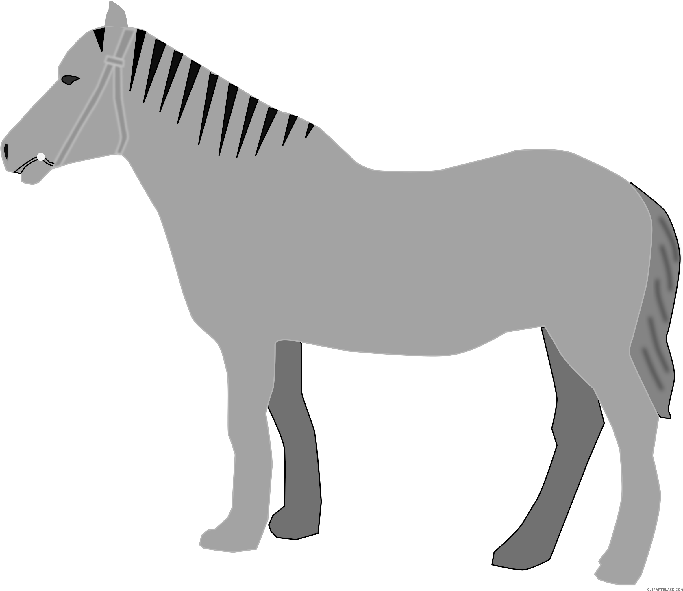 Horse Animal Free Black White Clipart Images Clipartblack - Custom Grey Horse Shower Curtain (2400x2077)