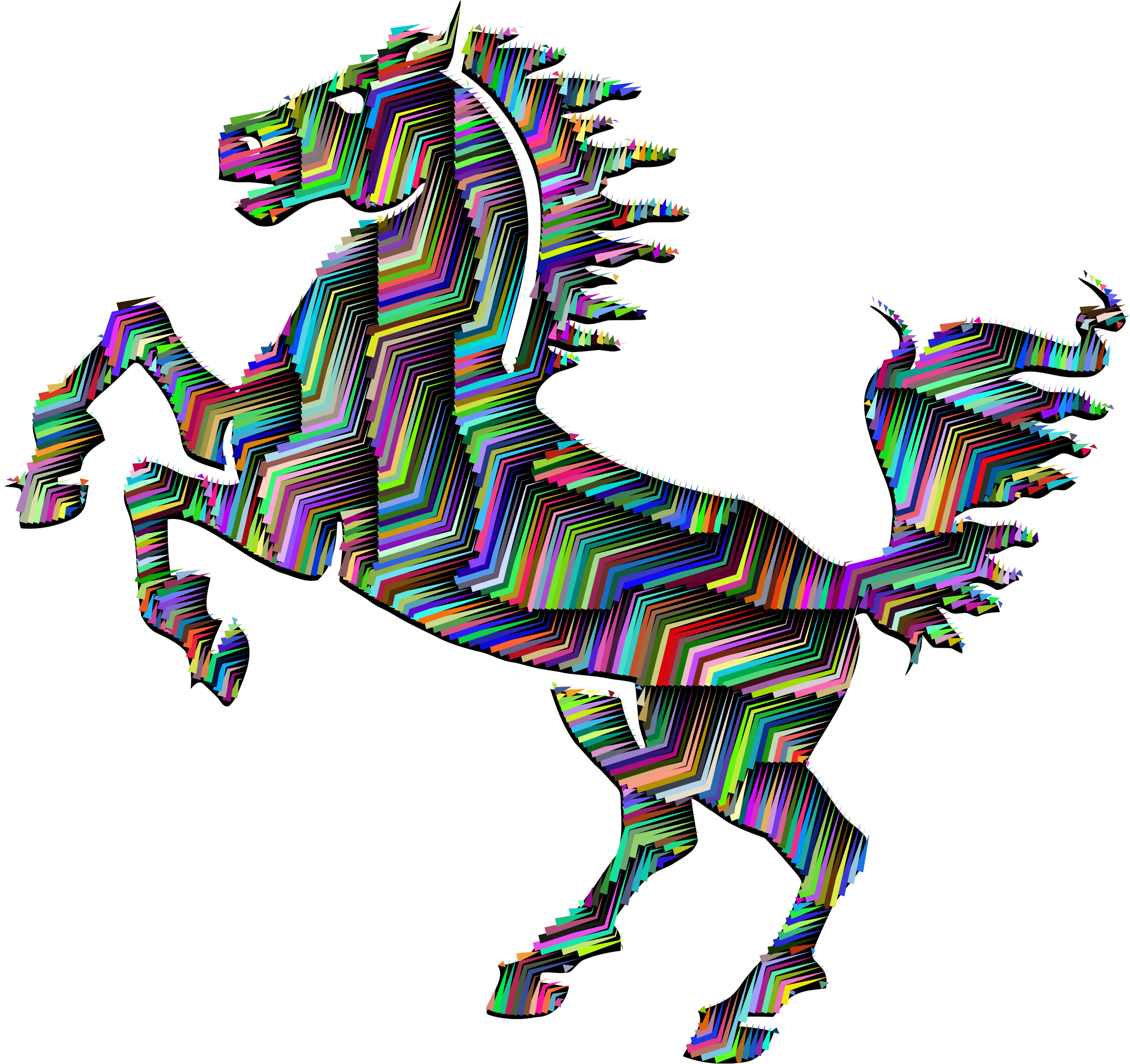 Horse Silhouette Abstract Line Art With Background - Cartoon Black Horse (2318x2182)