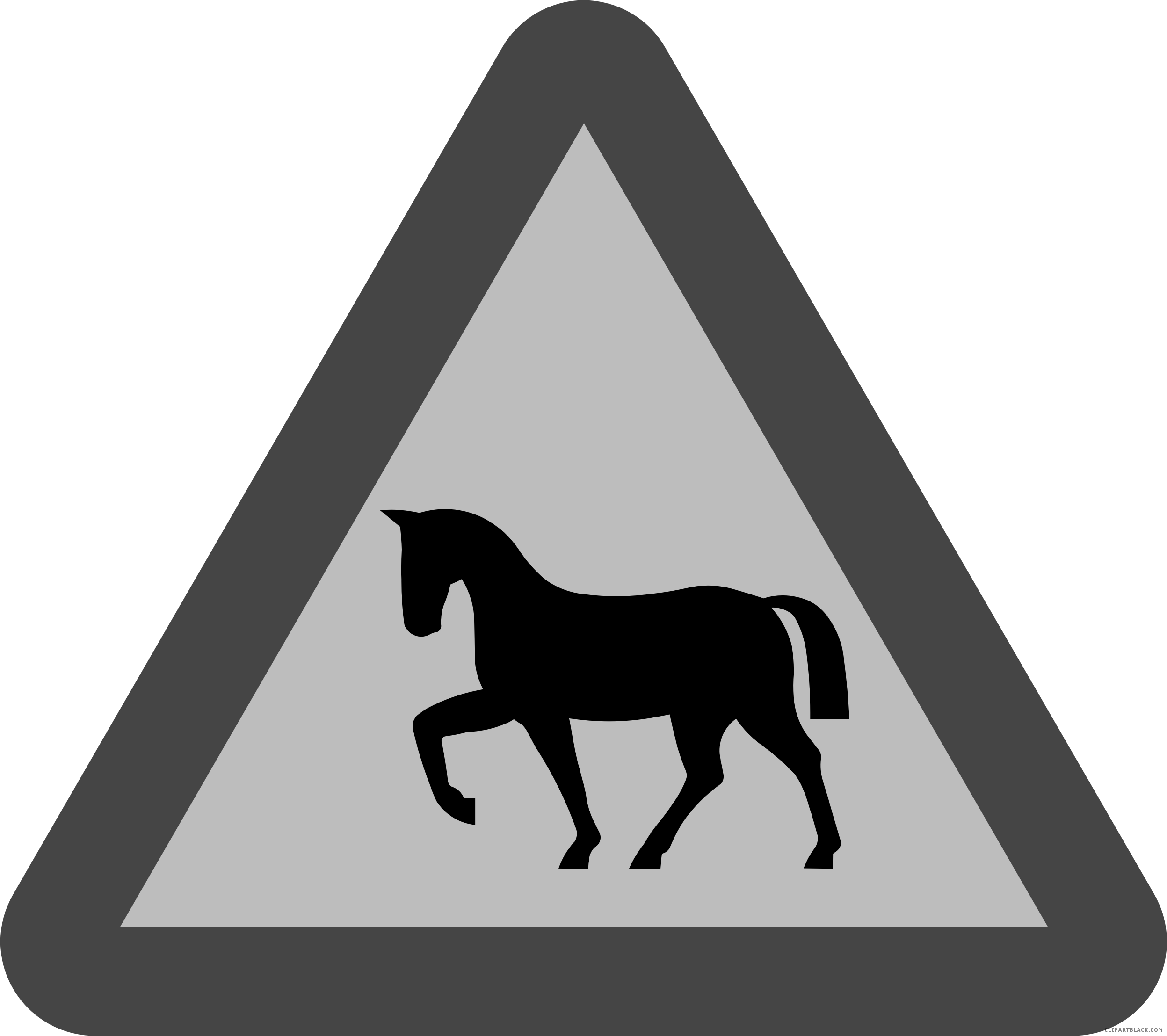 Horse Sign Animal Free Black White Clipart Images Clipartblack - Horse Crossing Sign Shower Curtain (2495x2215)