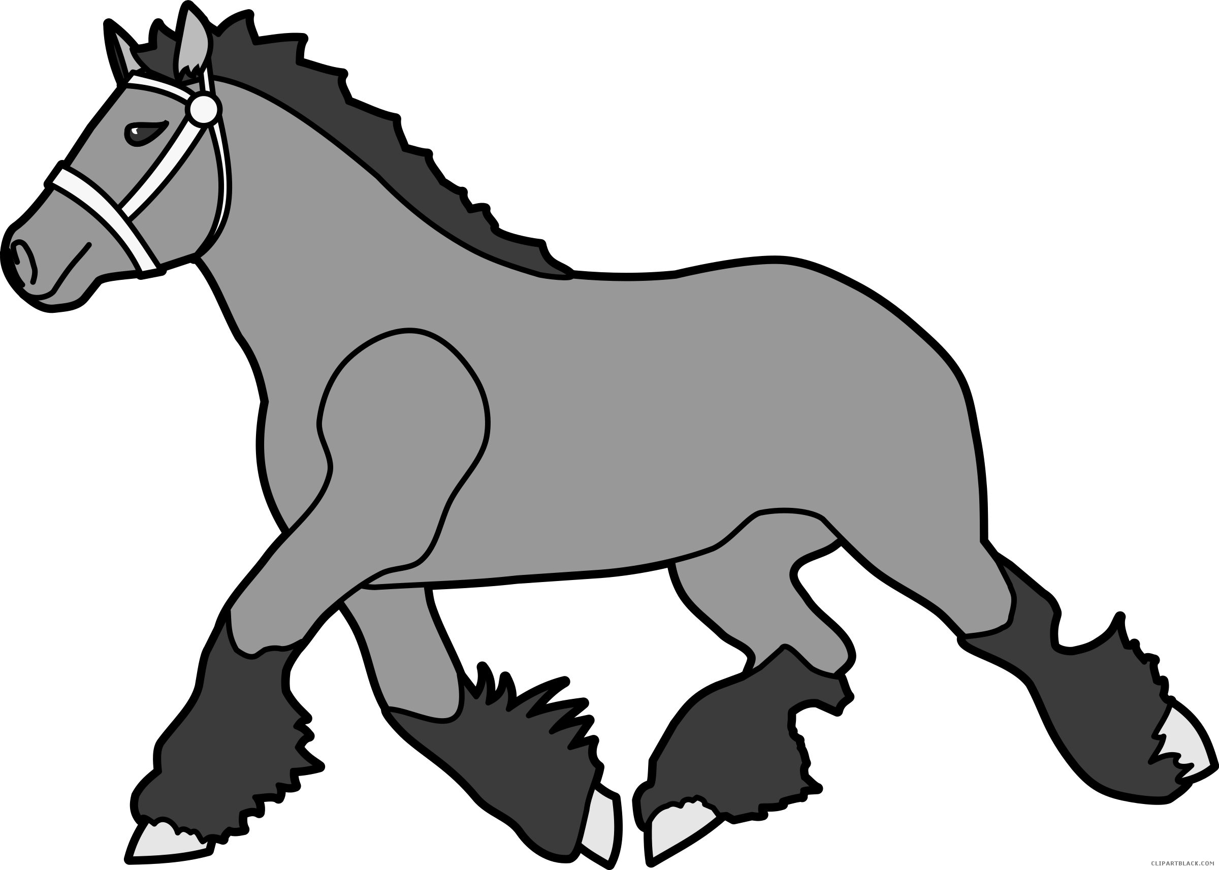 Horse Animal Free Black White Clipart Images Clipartblack - Brown Clydesdale Horse Shower Curtain (2400x1713)