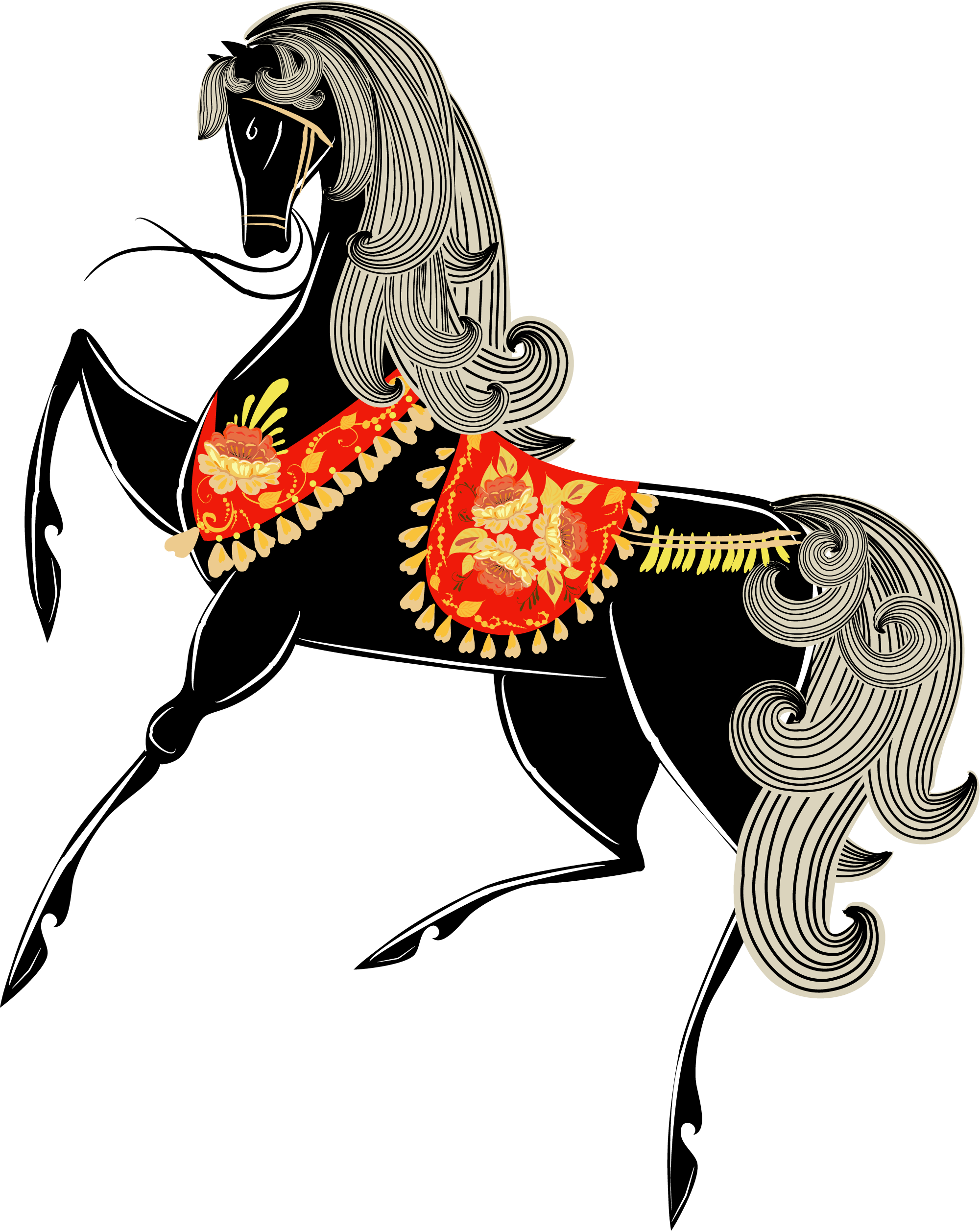 Horse Girl Clip Art - Girl On The Horse Round Ornament (2001x2513)